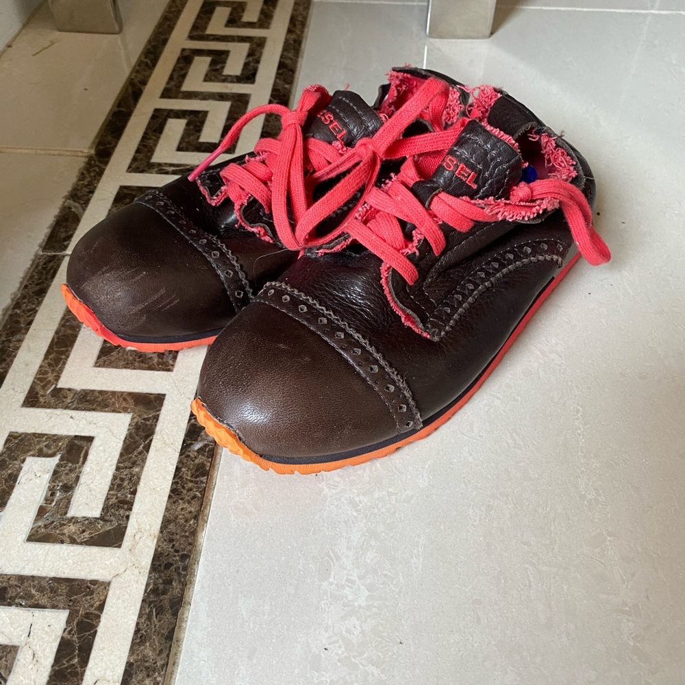 Diesel Kids Shoes with Pink Laces
